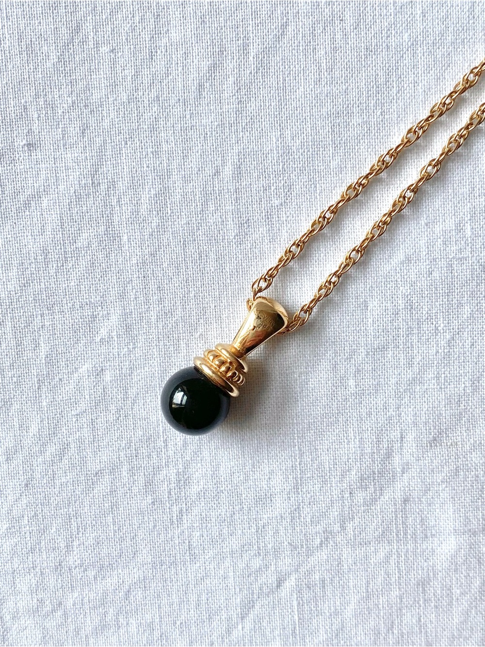 Vintage James Avery Onyx and 14K Gold pendant and Gold Chain [READ DESCRIPTION] - Picture 5 of 7